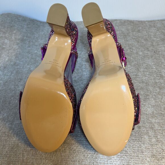 Kate Spade Rainbow Glitter Bow Miya Platform Open Toe Heels Size 9B NWOT - Picture 4 of 10
